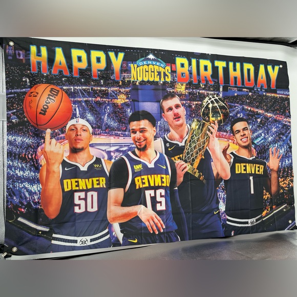 Denver Nuggets Happy Birthday Backdrop Banner 3x5ft - Picture 2 of 2